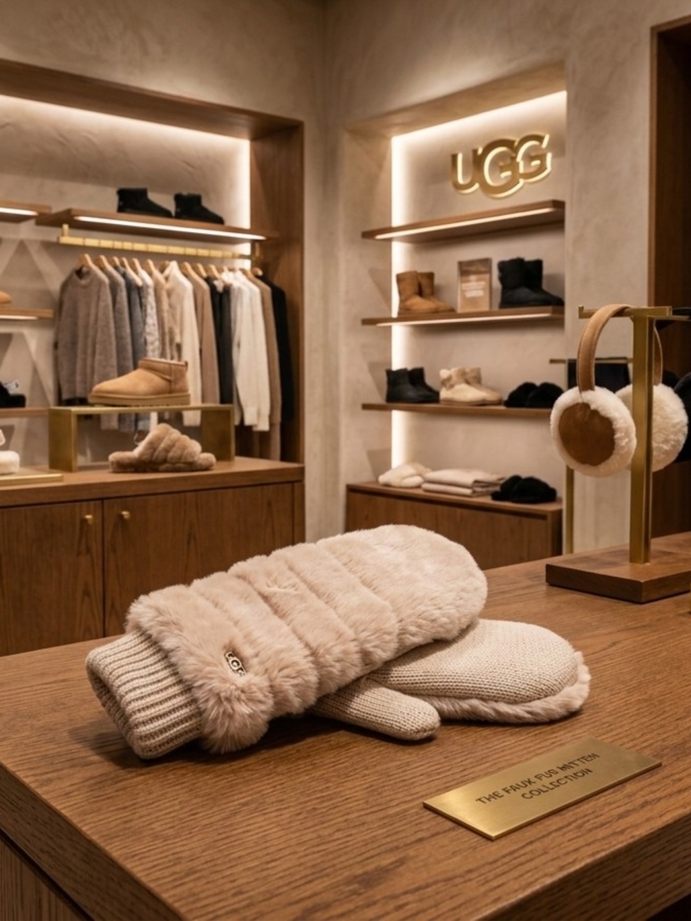 UGG Plush Shearling-Lined Mittens in Blush Pink-NWT! - Picture 1 of 10